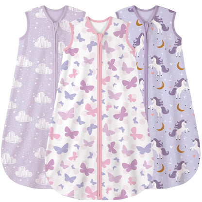 Yoofoss Baby Sleep Sack - 100% Organic Cotton Wearable Blanket for 18-24 Months | 2-Way Zipper, 3 Pack