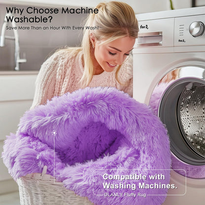 OLANLY 2x5 Machine Washable Runner Rugs for Hallway, Soft Fluffy Shaggy Bedside Rugs for Bedroom, Living Room, Indoor Floor Carpet for Kids Girls and Boys, Nursery Rooms, Home Decor Aesthetic, Purple