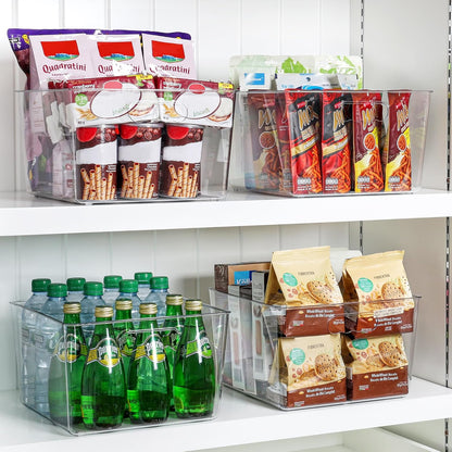 Vtopmart Extra Large Clear Plastic Storage Bins - 11x11 Cube Acrylic Organizers for Home & Pantry