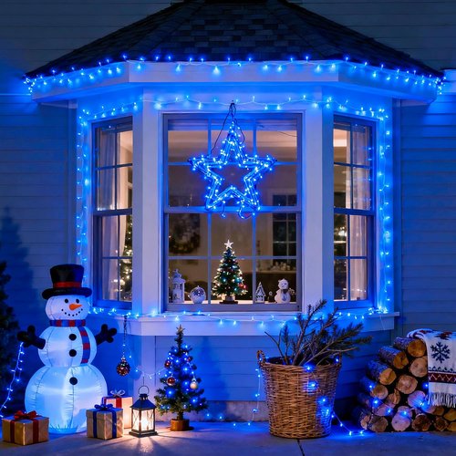 JMEXSUSS 100 LED Blue Christmas Lights - 33ft Clear Wire Fairy String Lights with 8 Modes for Indoor/Outdoor Use