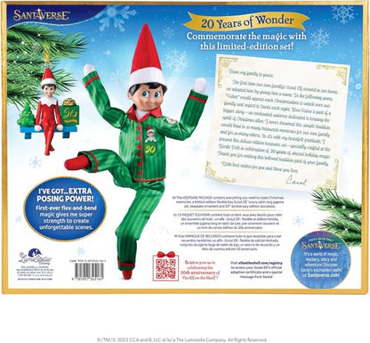 Elf on the Shelf | 20th Anniversary Limited Edition Box Set - Posable Boy Scout Elf with Blue Eyes, Storybook & Collectibles