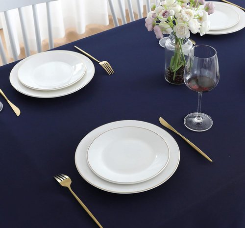 FOLINS&HOME Navy Blue Square Tablecloth - Wrinkle-Free Waterproof Polyester | Heavy-Duty 54 x 54 Inch for Parties & Events