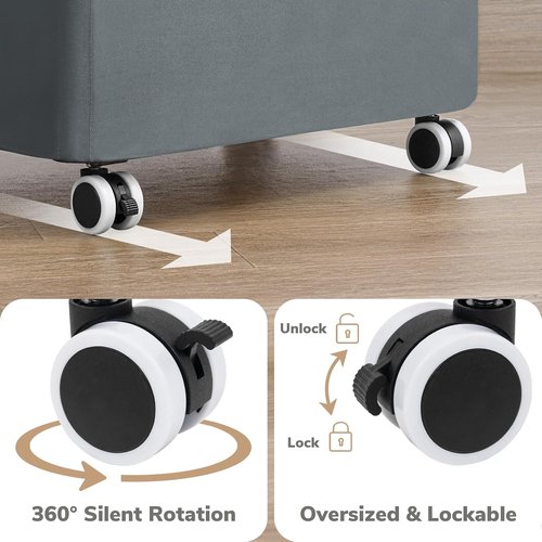 Goodpick Laundry Basket - Large Rolling Hamper with Wheels & Removable Wash Bag | 100L, Gray