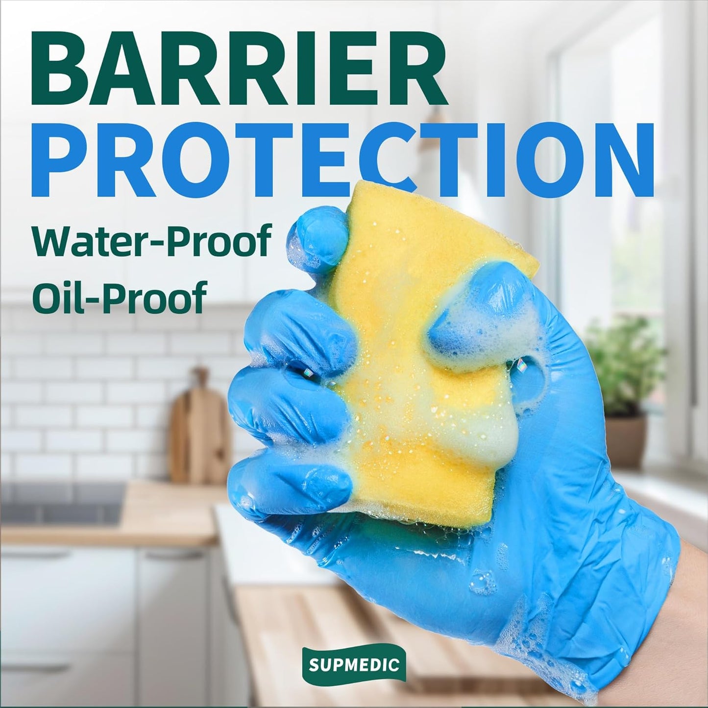 Supmedic Vinyl Disposable Exam Gloves - Powder-Free, Latex-Free, Food Grade - Blue, 100 Ct & 1000 Ct