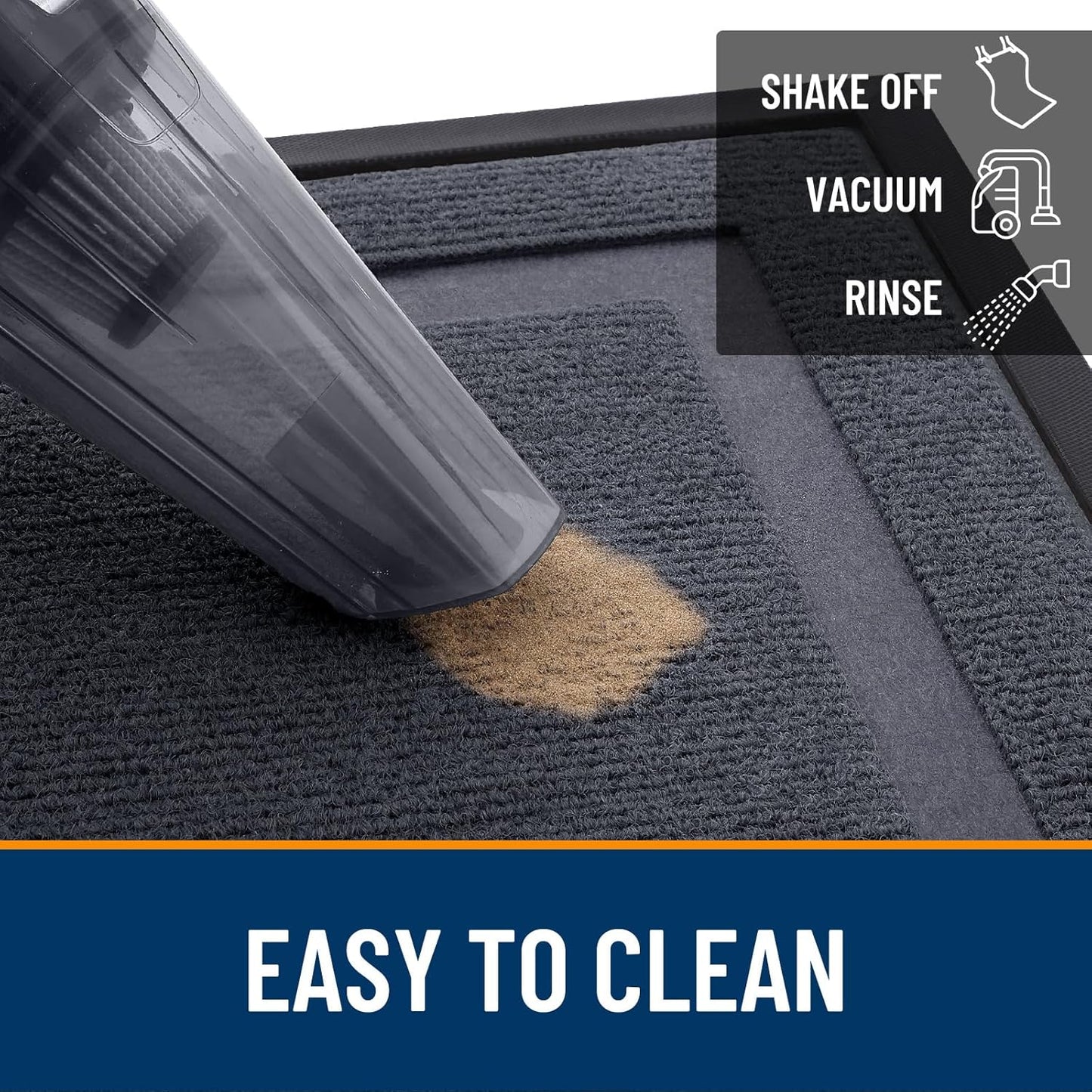OLANLY Waterproof Front Door Mat - All-Season, Sturdy Natural Rubber, Easy Clean | 71x23, Light Grey
