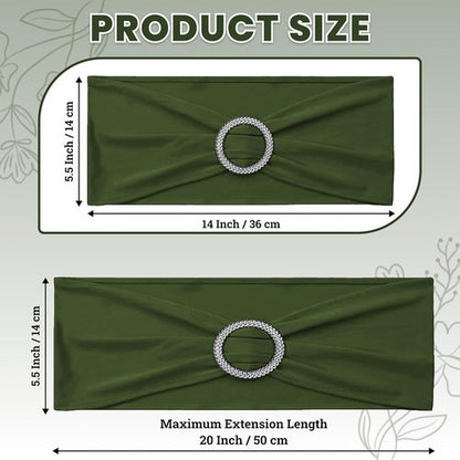 MDS Spandex Chair Sashes - Universal Fit Elastic Stretch Bands with Buckle for Weddings | Olive Green - Pack of 250