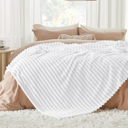 Bedsure GentleSoft California King Size Blanket - Cozy White Fleece Throw, 102x96 Inches, Perfect Gift for Women