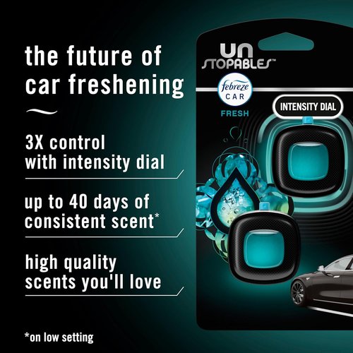 Febreze Car Air Freshener - Odor-Fighting Vent Clip | Long-Lasting Unstopables Fresh Scent, 4 Count