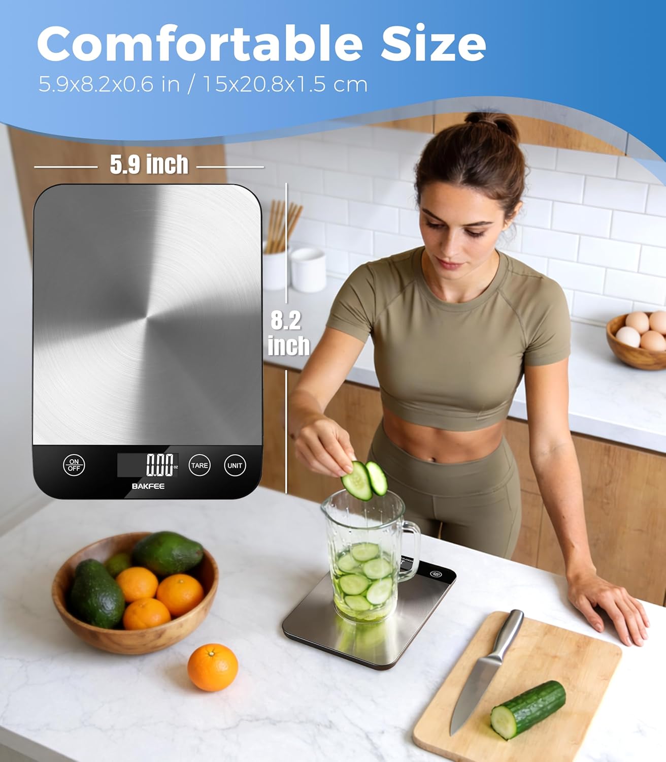 Skiennix Food Scale - 33lb Rechargeable Kitchen Scale with High Accuracy, USB Charging, Black