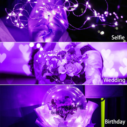 SunKite 20 LED Purple Fairy String Lights - Battery Operated, Waterproof 6.6 Feet | Perfect for DIY Decor & Parties