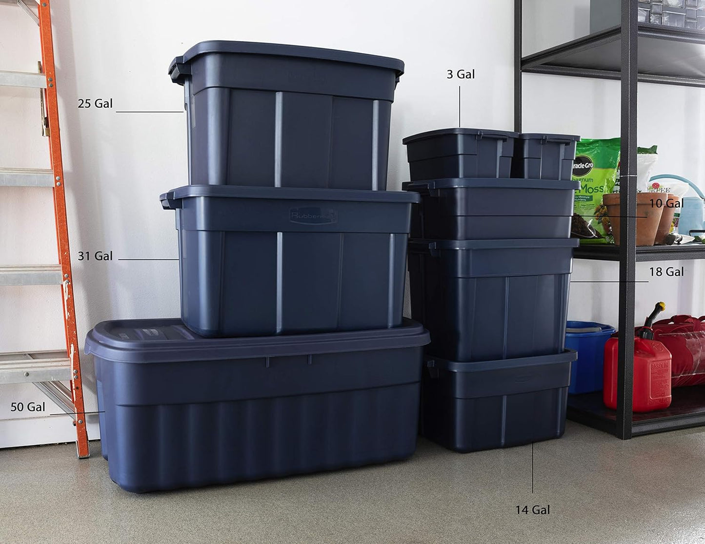 Rubbermaid 50 Gallon Roughneck Storage Tote - Durable, Reusable Plastic Bin for Organizing