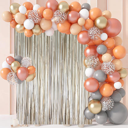 Voircoloria Matte Champagne Foil Fringe Backdrop Curtains - 3 Pack of 3.3 x 8.2 ft Gold Tinsel Streamers for Parties