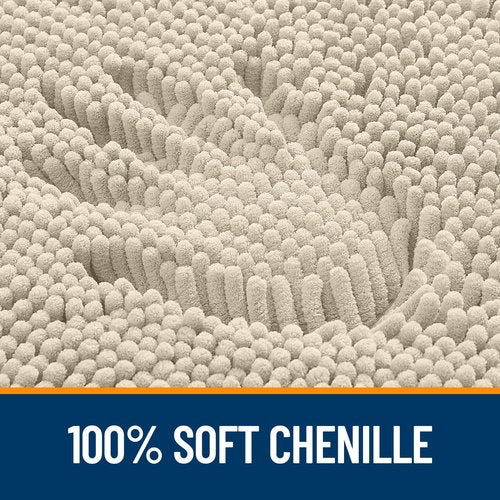OLANLY Bathroom Rugs 47x24, Extra Soft Absorbent Chenille Bath Rugs, Rubber Backing Quick Dry, Machine Washable Bath Mats for Bathroom Floor, Tub and Shower, Home Decor Accessories, Sand
