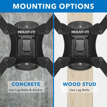 Mount-It! TV Wall Mount for Small to Mid Size TVs, Fits 32 to 50 Inch Screens, 75 100 200 mm VESA Compatible, Low-Profile Slim Design with Tilting and Swivel Motion, 44lb Capacity