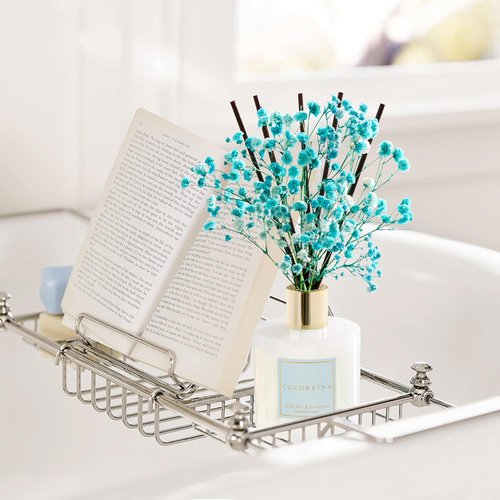 Cocorrína Reed Diffuser - Wild Mint & Eucalyptus | 6.7 Fl. Oz Set with Sticks & Preserved Baby's Breath for Home Decor