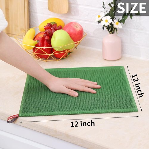Homaxy 100% Cotton Waffle Weave Dish Cloths - Ultra Soft & Absorbent Kitchen Towels | 12x12 Inches, 6-Pack, Grass Green