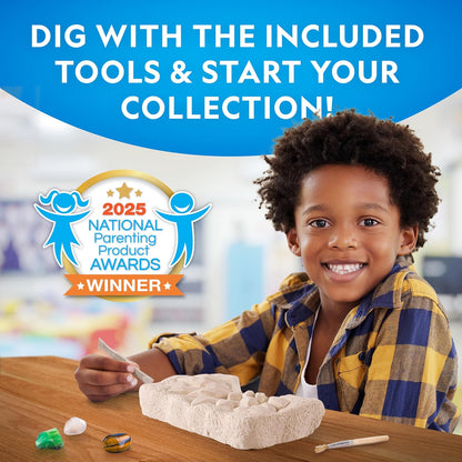 National Geographic Gemstone Dig Kit - Discover 10 Real Gemstones & Crystals | Fun Science Kit for Kids