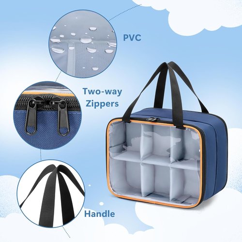LUXJA Double Layer Storage Bag - PVC Carrying Case for Hot Wheels Monster Trucks | Holds Up to 14 Cars, Blue