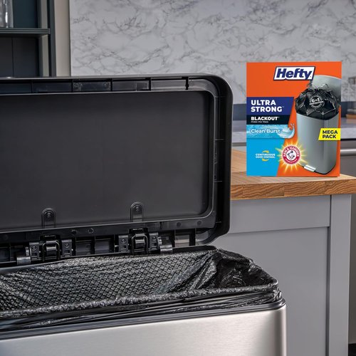 Hefty Ultra Strong Trash Bags - 13 Gallon Black Kitchen Bags with Break-Resistant Drawstring | Odor Control, 110 Count