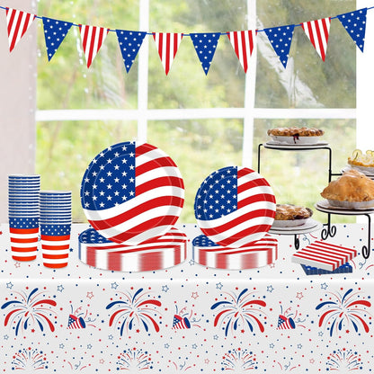 Regine Switzerland 4th of July Decorations - Patriotic Party Supplies with Plates, Napkins & Cups for 25 Guests