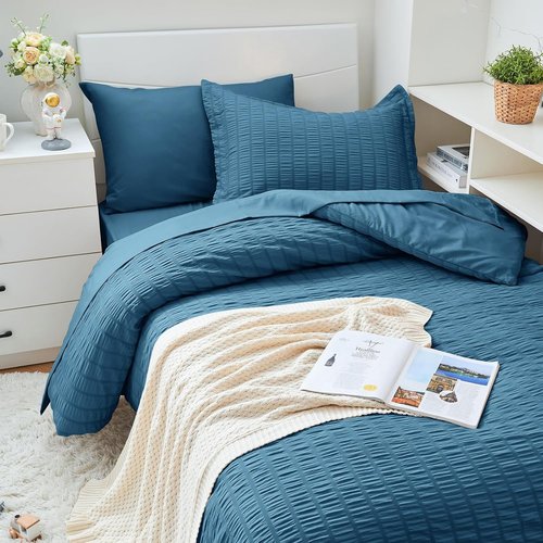 HYMOKEGE Teal Twin XL Comforter Set - 5-Piece All-Season Luxury Bedding Set with Sheets & Pillowcase