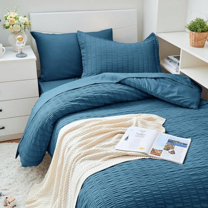 HYMOKEGE Teal Twin XL Comforter Set - 5-Piece All-Season Luxury Bedding Set with Sheets & Pillowcase