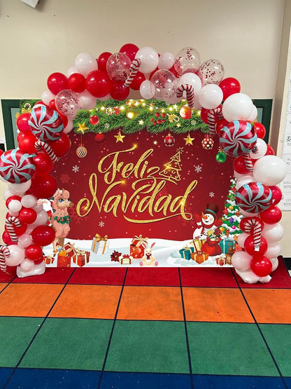 10x8FT Feliz Navidad Christmas Backdrop Banner - CINRAY Vinyl Photo Backdrop