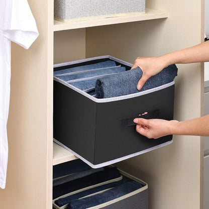 Homsorout Closet Organizers - Foldable 5-Cell Jean Organizer for Clothes | 4 Sets in Black
