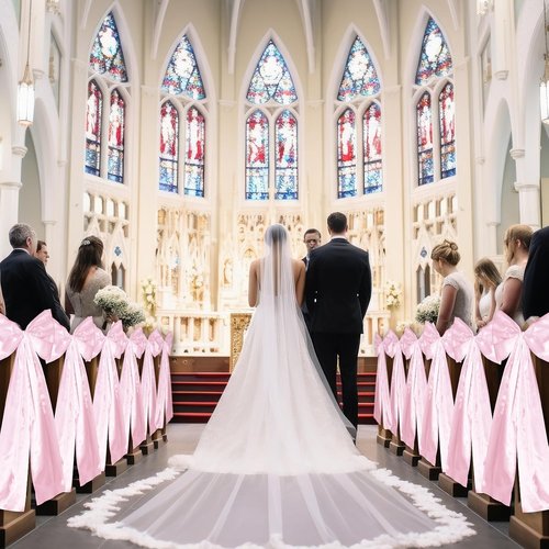 Knitgrip Large Wedding Pew Bows - Elegant Satin Ribbon Decorations | 12 x 29.5 Inch | Pink, 12 Pcs