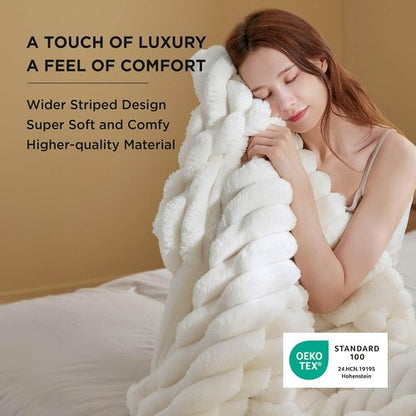 Bedsure White Throw Blanket - Fluffy 350GSM Cozy Fleece for Women | Cute 50x60 Inches Plush Design