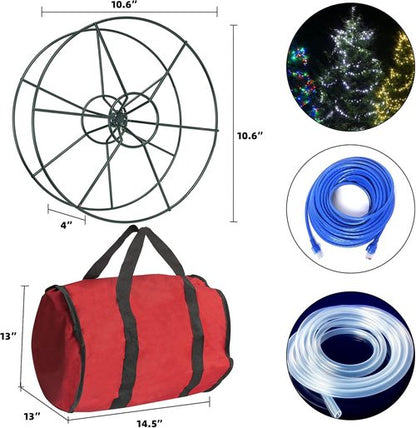 Dazzle Bright Christmas Lights Storage Bags - Tear-Proof Red Oxford Fabric with 3 Metal Reels & Reinforced Handles
