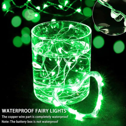 Green Fairy Lights - 100 Pack 7Ft 20 LED Twinkle String Lights | Battery Operated & Waterproof for Holidays
