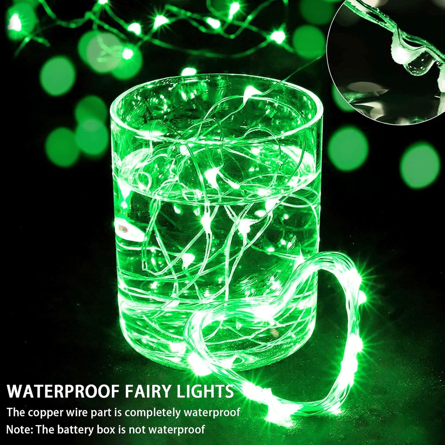 Skiennix 12-Pack Green Fairy Lights - 7Ft 20 LED Twinkle String Lights | Battery Operated & Waterproof for Halloween & Christmas Decor
