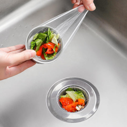 Skiennix Kitchen Sink Strainer Mesh Bags - 200 Pack Anti-Clogging Disposable Drain Covers | Fits Most Strainers (4.0 x 4.0 Inch)