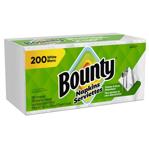 Bounty Paper Napkins, White, 200 Count, Packaging may vary