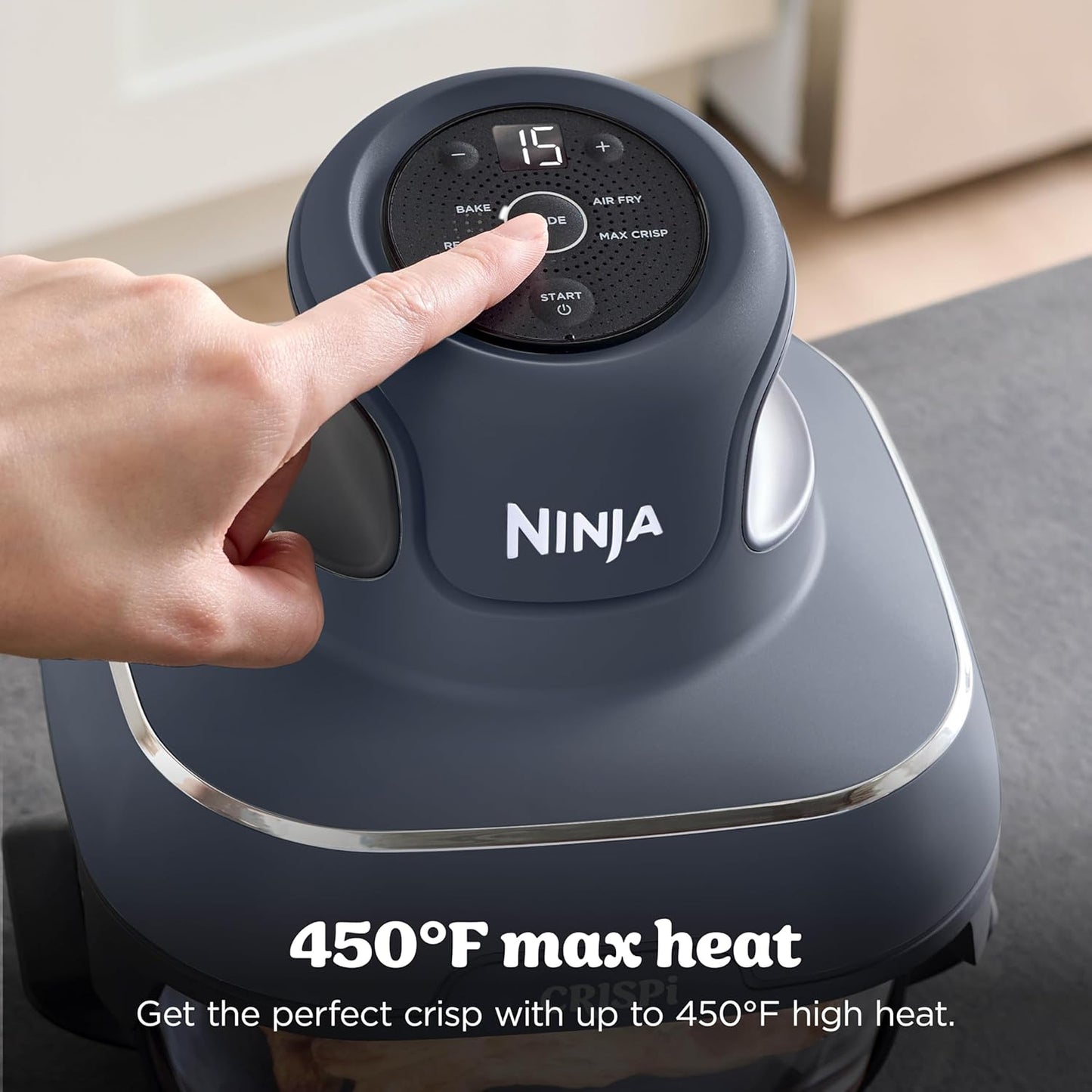 Ninja Crispi 4-in-1 Glass Air Fryer - Non-Toxic 4QT | Max Crisp, Bake, Recrisp | Cyberspace Gray