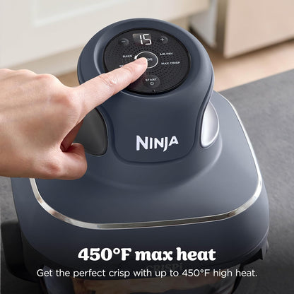 Ninja Crispi 4-in-1 Glass Air Fryer - Non-Toxic 4QT | Max Crisp, Bake, Recrisp | Cyberspace Gray