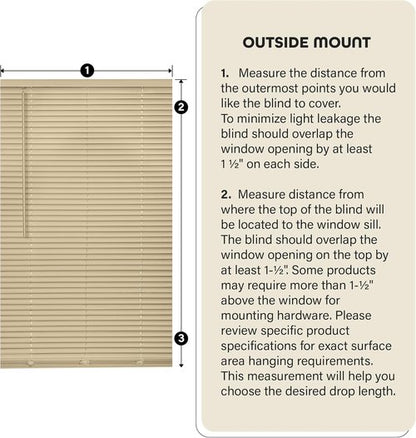 Achim Home Decor Cordless Mini Blinds - Room Darkening, 27" Width x 64" Length, Pearl White