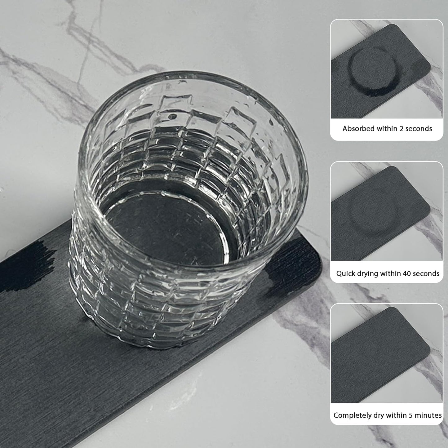 NiuYichee Water Absorbing Stone Trays - Modern Diatomite Soap Dish for Kitchen & Bathroom | 3.54" W x 9" L, Dark Gray