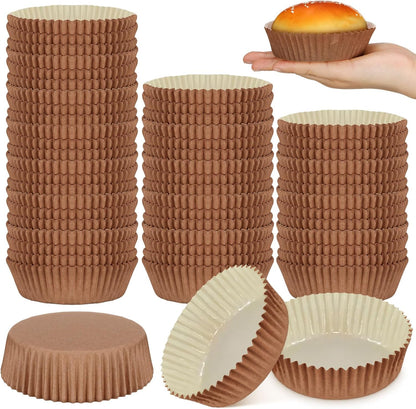 Uiifan Disposable Round Cupcake Liners - Microwave Safe Baking Cups for Cakes & Snacks | 50 Pack, Natural