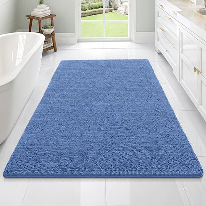 OLANLY Bathroom Rugs 70x46, Extra Soft Absorbent Chenille Bath Rugs, Rubber Backing Quick Dry, Machine Washable Bath Mats for Bathroom Floor, Tub and Shower, Home Decor Accessories, Cornflower Blue