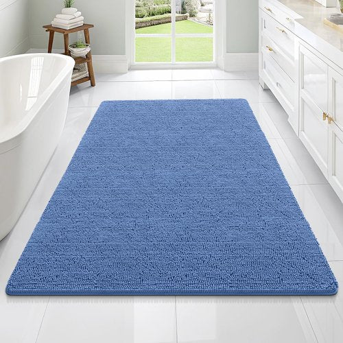 OLANLY Bathroom Rugs 70x46, Extra Soft Absorbent Chenille Bath Rugs, Rubber Backing Quick Dry, Machine Washable Bath Mats for Bathroom Floor, Tub and Shower, Home Decor Accessories, Cornflower Blue