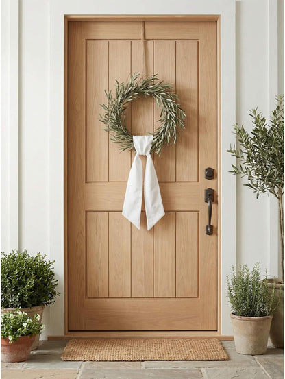 Skiennix White Linen-Style Wreath Sash - 2 Pieces, 55"x5.1" Blank Ribbon for DIY Embroidery & Holiday Decor
