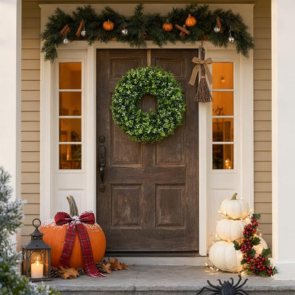 26in Artificial Christmas Wreath with Greenery, White-Berries