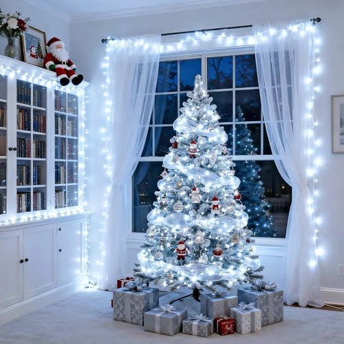 JMEXSUSS 33ft LED White Christmas Lights - 100 Twinkling Fairy Lights | Waterproof Indoor/Outdoor Decor