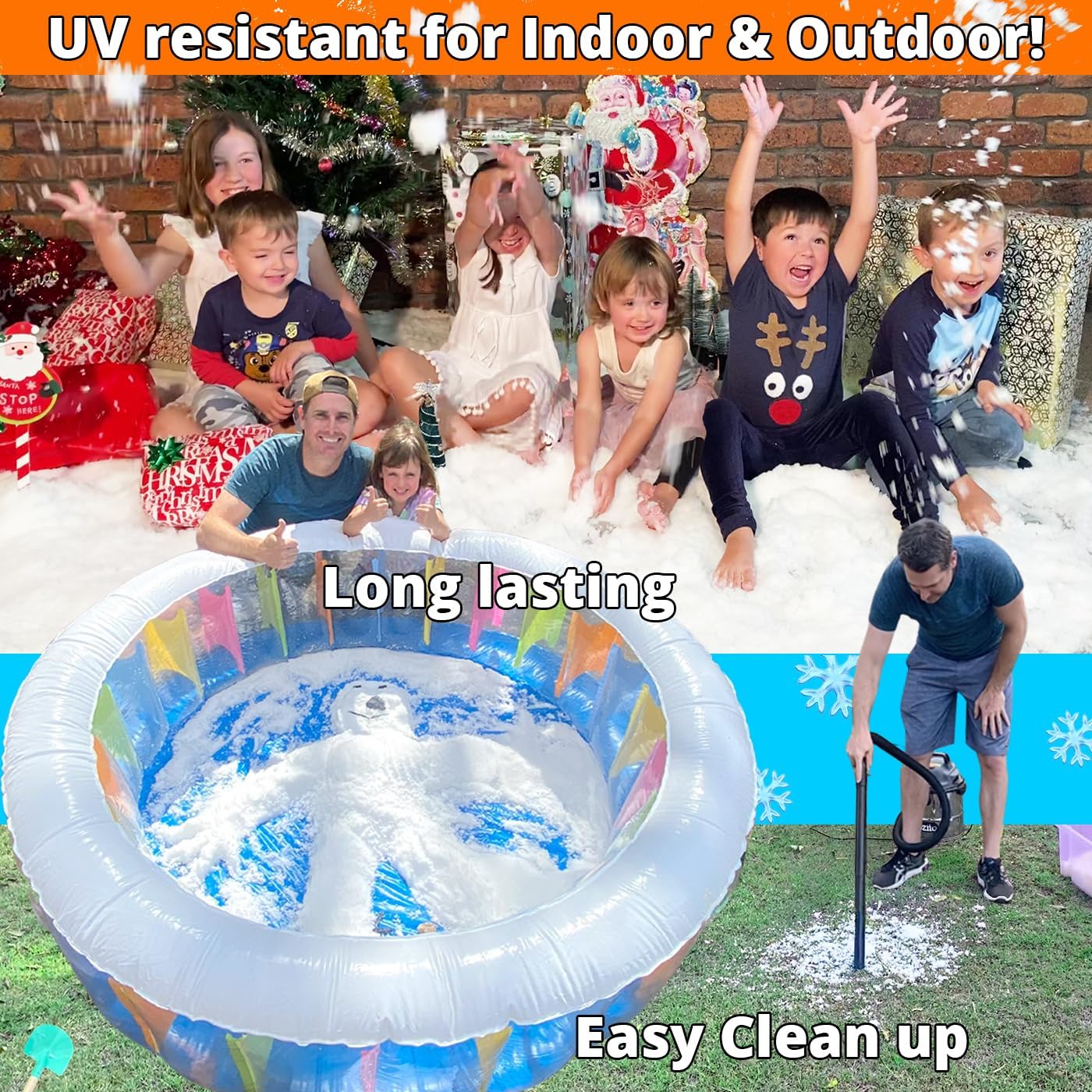 Party Goat Instant Snow Powder - Create 7 Gallons of Fake Snow for Sensory Play | 18oz, Just Add Water