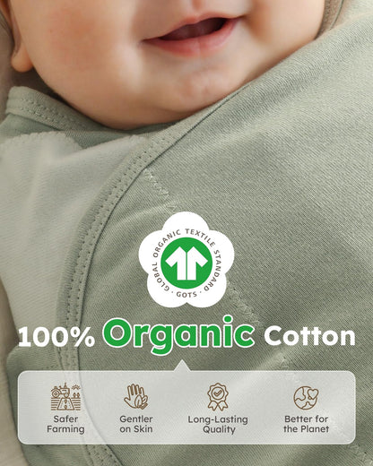 Yoofoss Baby Swaddle Sack - 100% Organic Cotton, Adjustable & Breathable for Newborns 0-3 Months