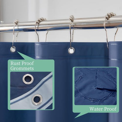 Mrs Awesome Navy Shower Curtain Liner with 3 Magnets, 72x72 Premium Flexible Sturdy Plastic Shower Curtain for Bathroom Lightweight & Waterproof, Navy Blue