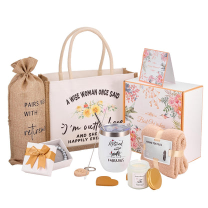 Retirement Gift for Women 2025, Happy Retirement Gift, Retirement Gift for Coworker, Friends, Mom, Grandma, Staff, Tumblers, Candle, Towel, Card, Tote Bag Set, Best Retirement Gifts for Woman