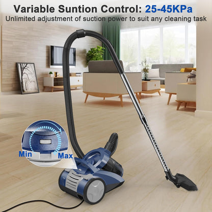 Sweepcent Canister Vacuum Cleaner - 45KPa Power Bagless Design | Lightweight Multi-Surface Vacuum with 5 Tools & 4.5QT Dust Cup